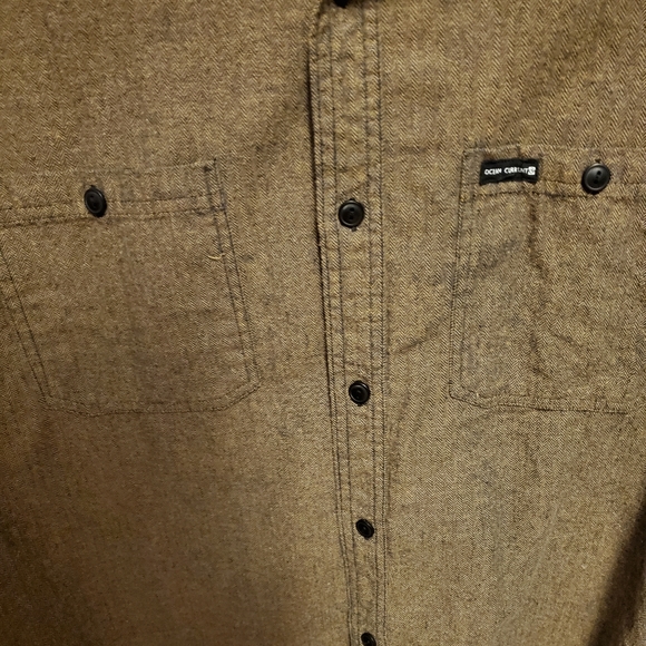 Brown/Olive Herringbone Button Down - Picture 3 of 4